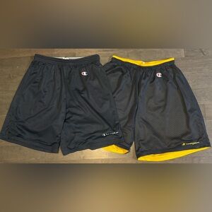 Vintage Champion Reversible Mesh Basketball Shorts Navy Yellow Size L